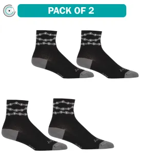 2 Pack SockGuy Chains Sock Black LG/XL Double Stitched Heel and Toe Mesh Upper