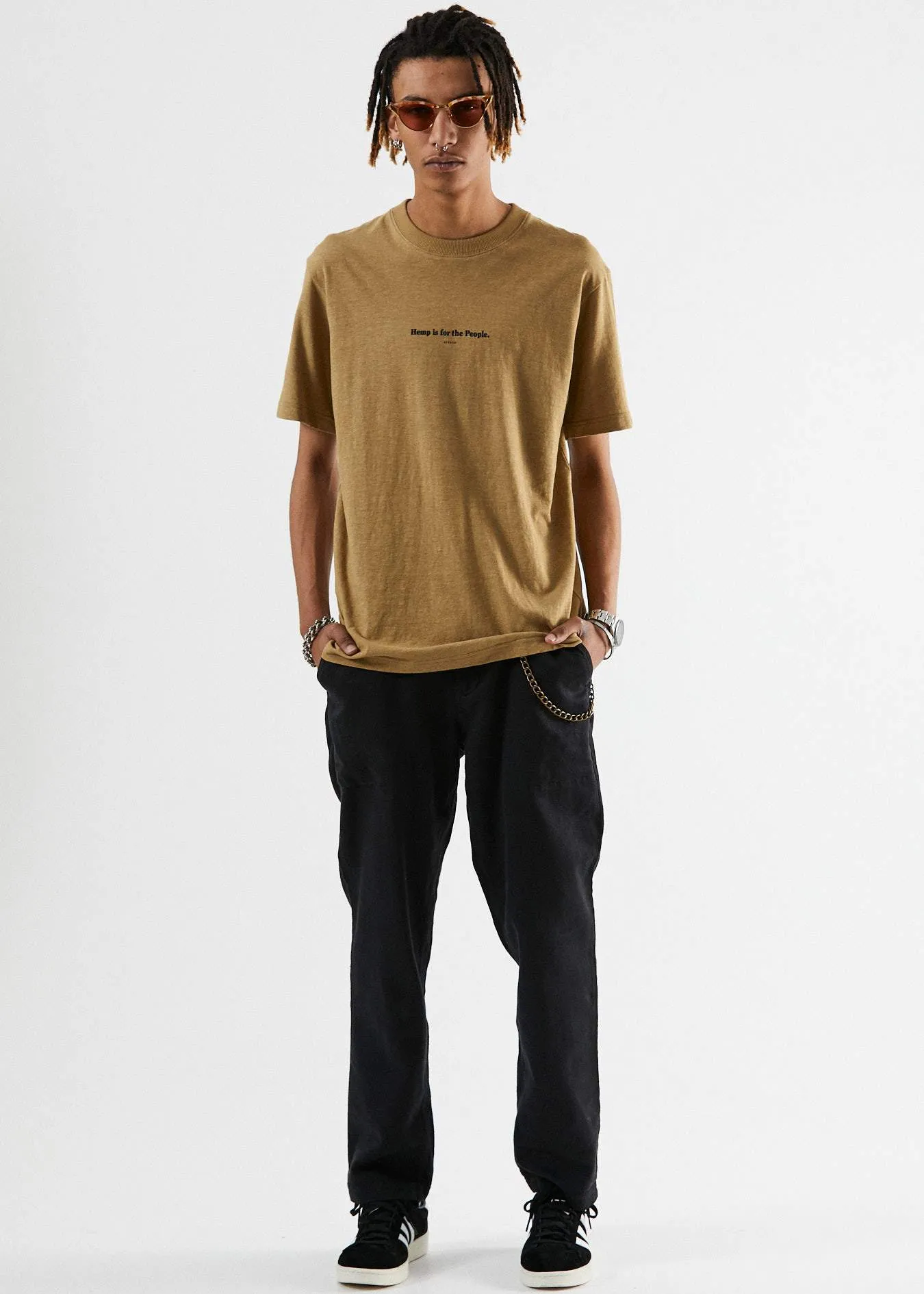 Afends Mens For The People - Hemp Retro Fit Tee - Moss