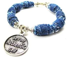 Be Your Authentic Self Blue Jean Beaded Toggle Bracelet