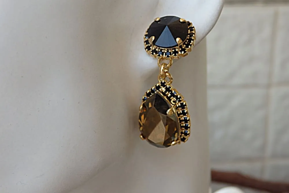 Black Crystal Chandelier Earrings