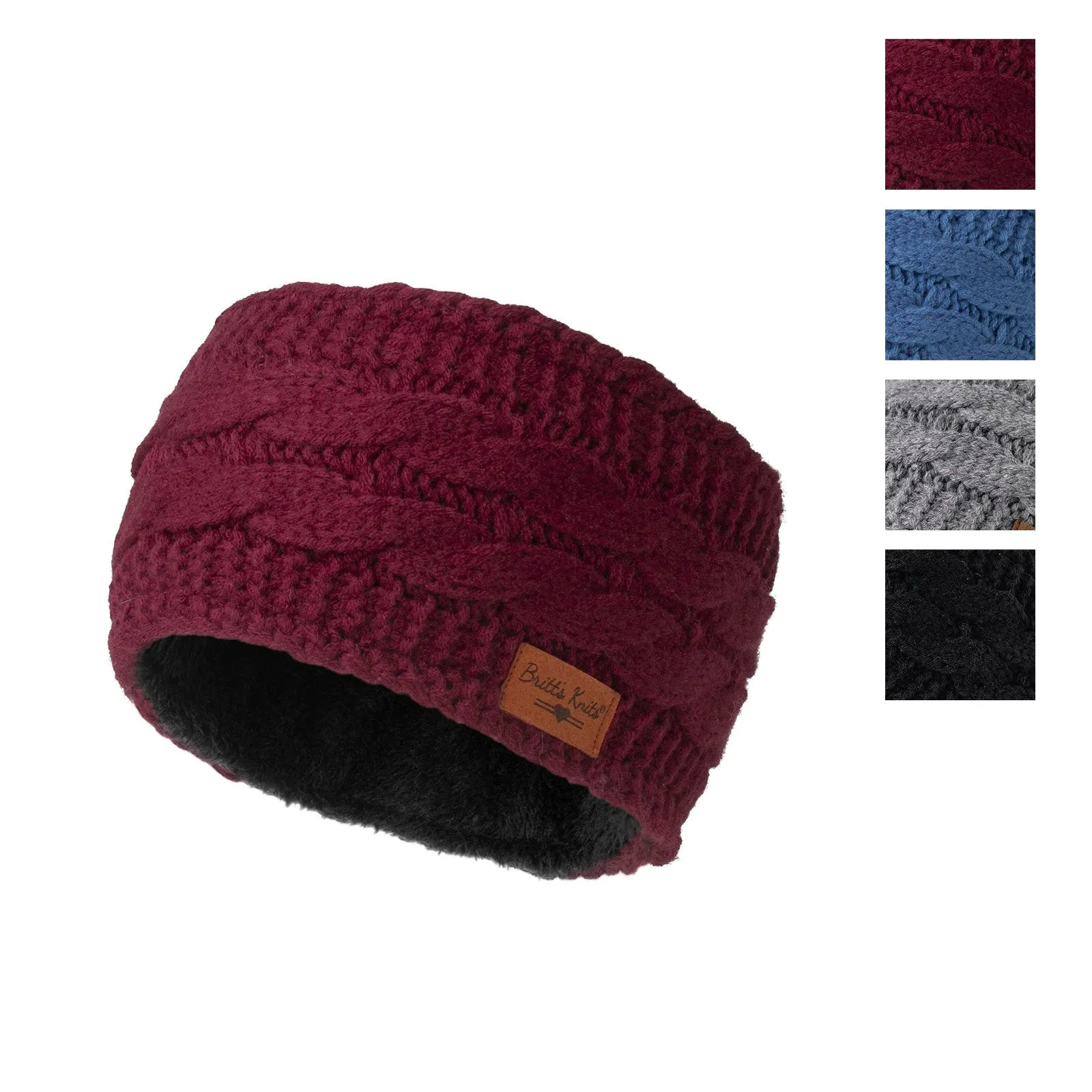 Britt's Knits Cable Knit Plush-Lined Headwarmer