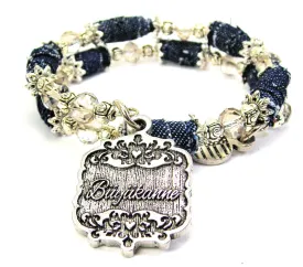 Buyukanne Victorian Scroll Blue Jean Beaded Wrap Bracelet