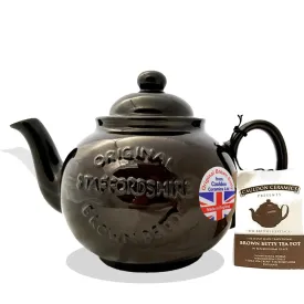 Cauldon Ceramics Brown Betty 6 Cup Teapot in Rockingham Brown with "Original Staffordshire" Logo