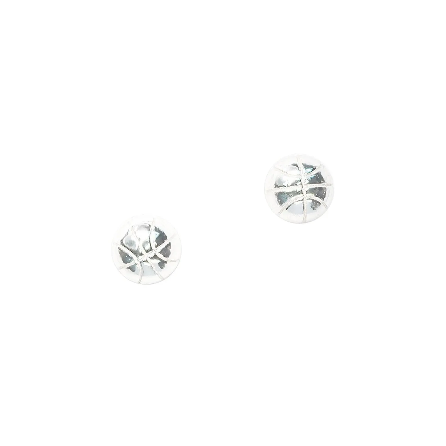 CC Sport Silver Basketball Earrings for Little Girls & Tweens