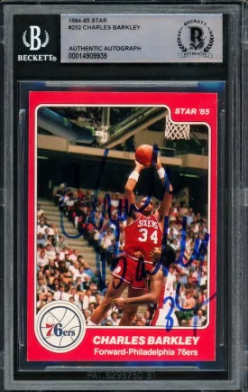 Charles Barkley Autographed 1984-85 Star Rookie Card #202 Philadelphia 76ers Vintage Rookie Era Signature Beckett BAS #14909939