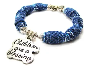 Children Are A Blessing Blue Jean Beaded Toggle Bracelet