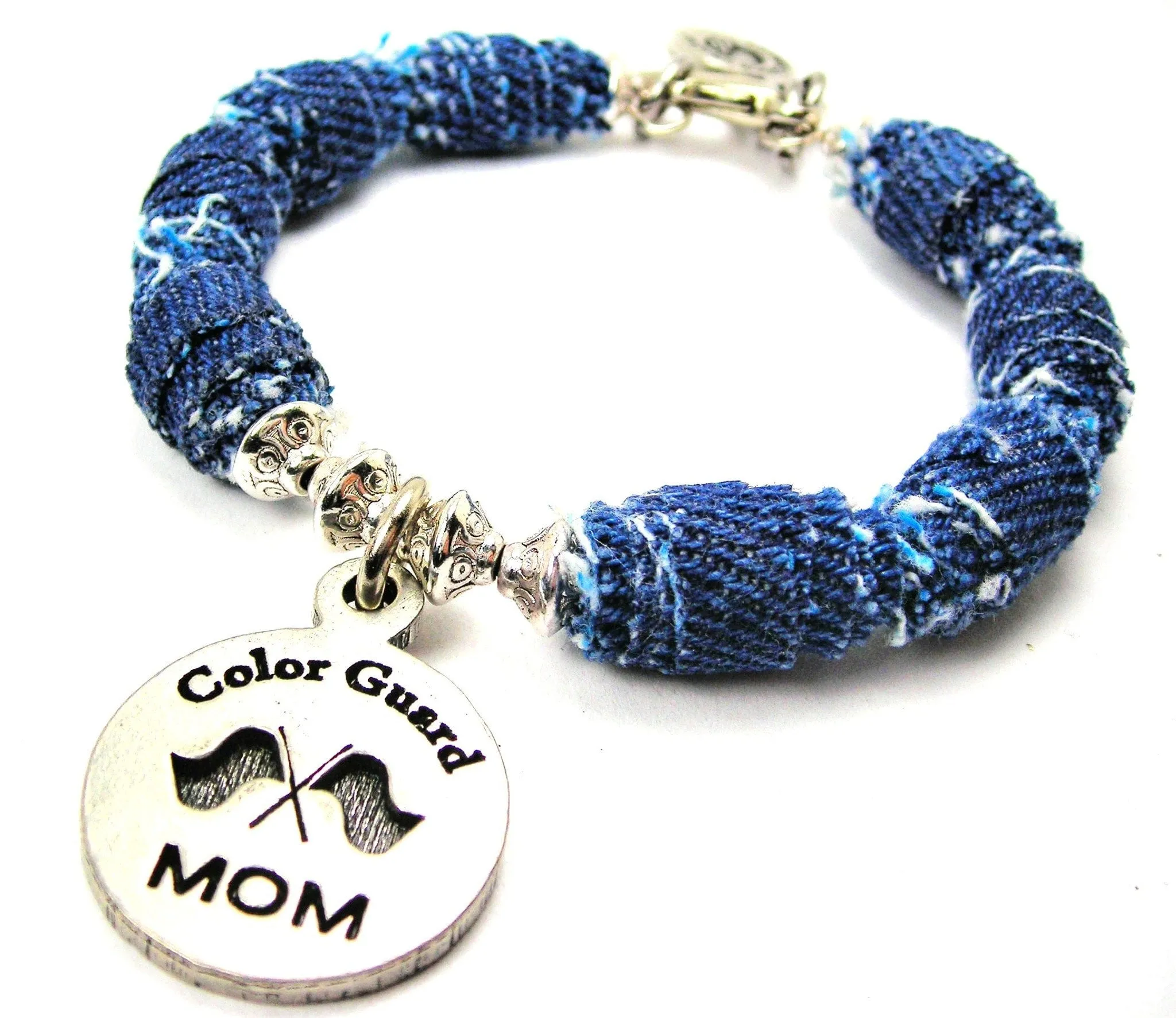 Color Guard Mom Blue Jean Beaded Toggle Bracelet