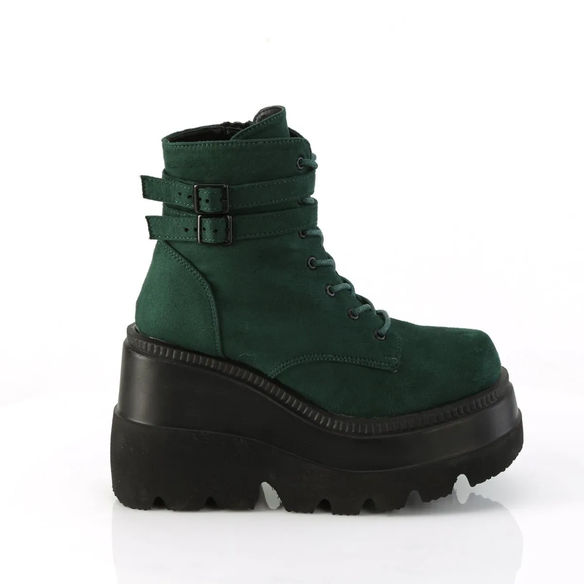 Demonia SHAKER-52 | Emerald Vegan Suede Ankle Boots