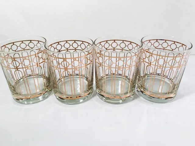 Georges Briard Signed Art Deco Double Old Fashion Glasses (Set of 4)