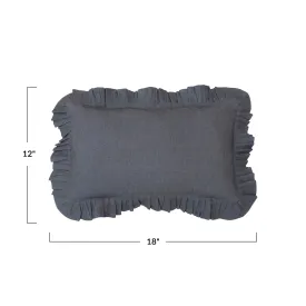 Grey Ruffled Lumbar Pillow