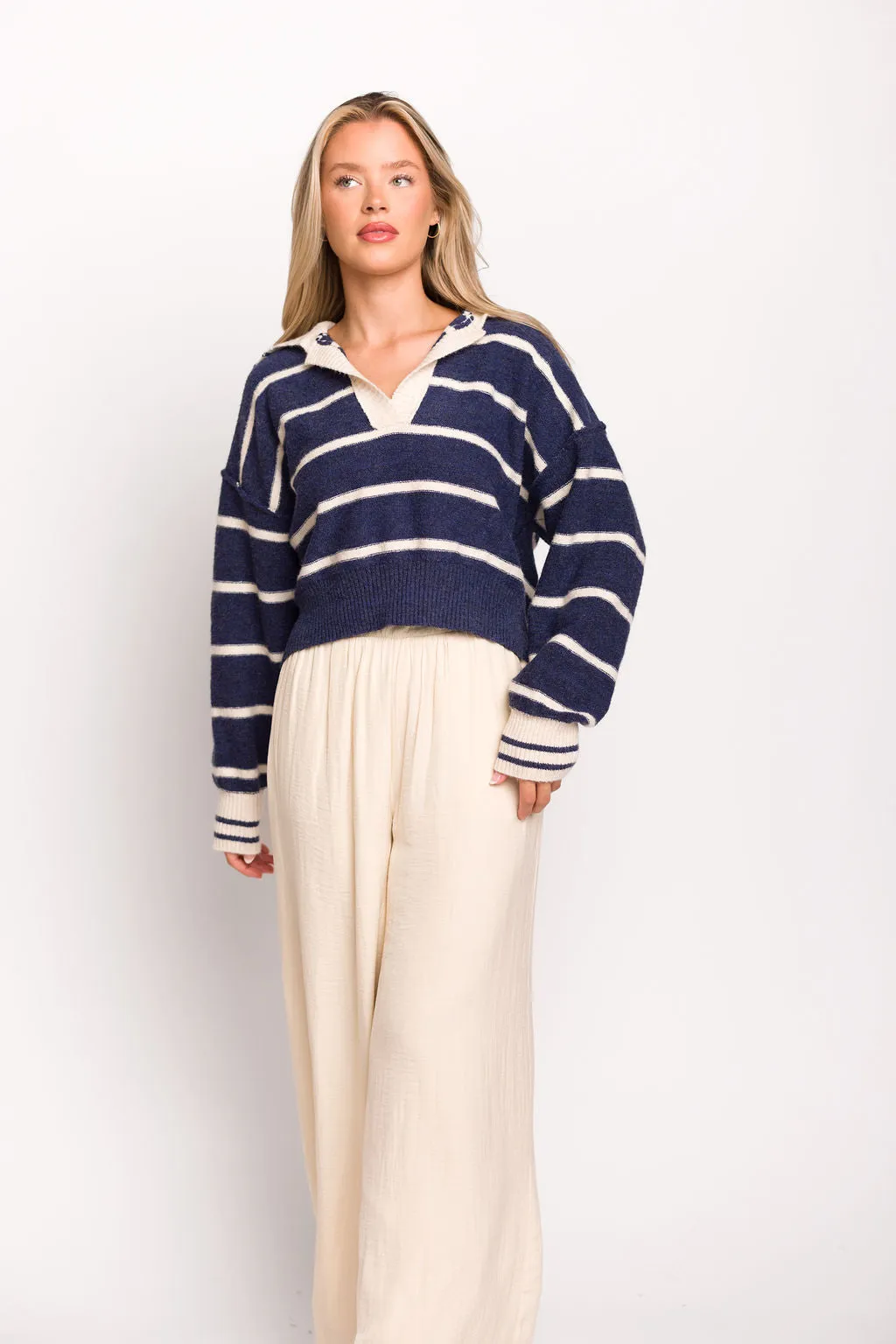 Marina Soft Knit Pullover in Blue