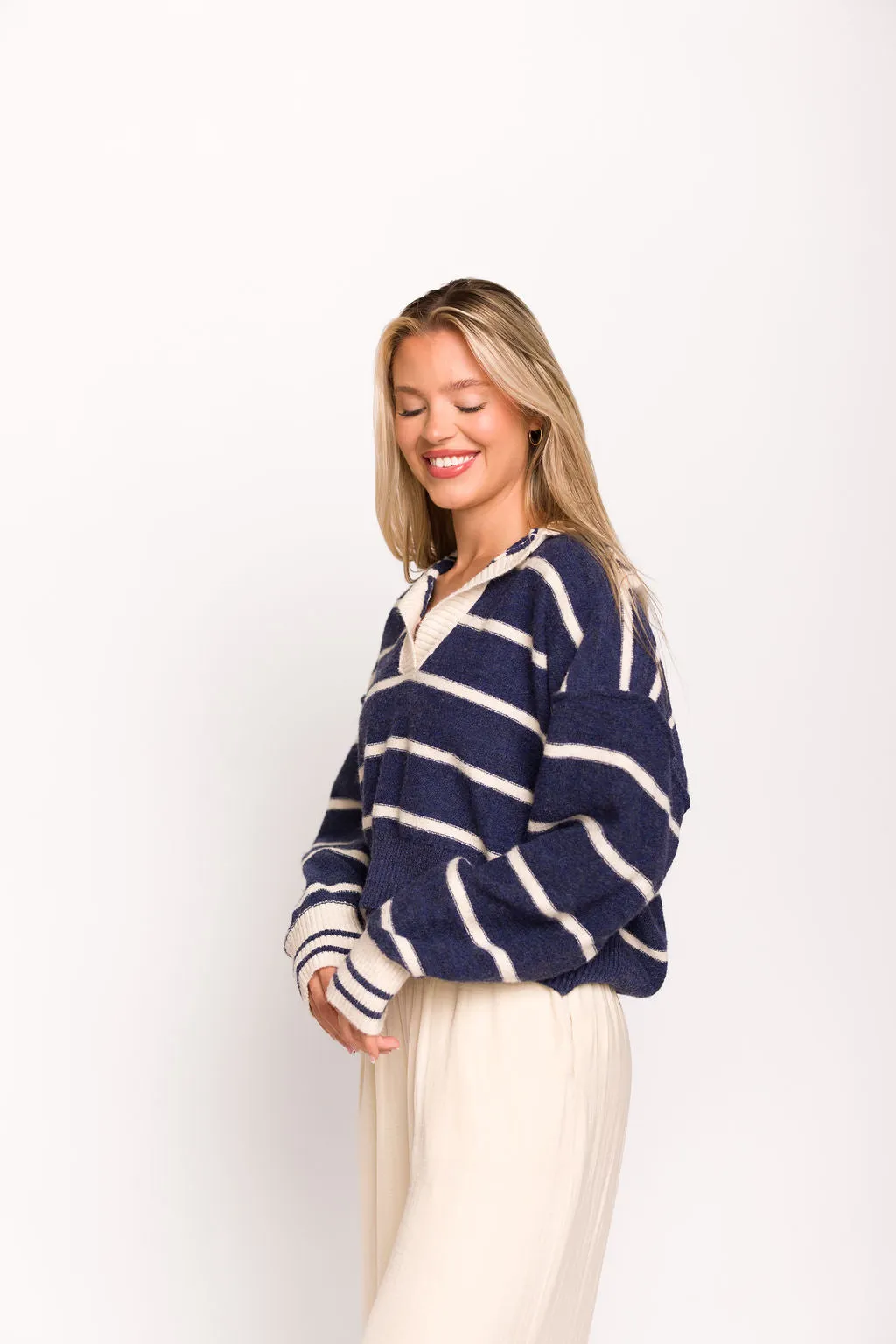 Marina Soft Knit Pullover in Blue