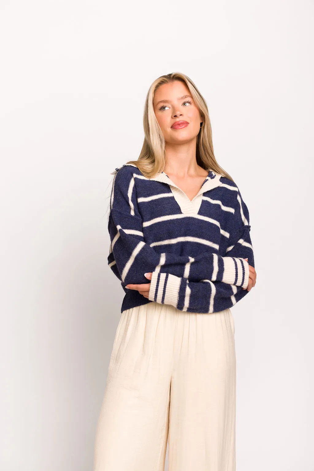 Marina Soft Knit Pullover in Blue