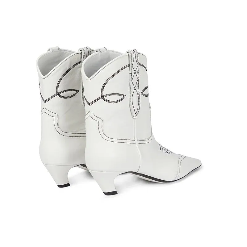 Pre Order:  Scallop Dip Leather Ankle Boots