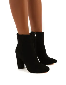 Presley Ankle Boots in Black Faux Suede