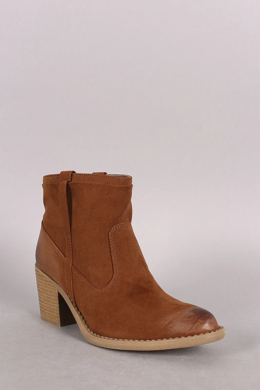 Qupid Suede Chunky Heeled Ankle Boots