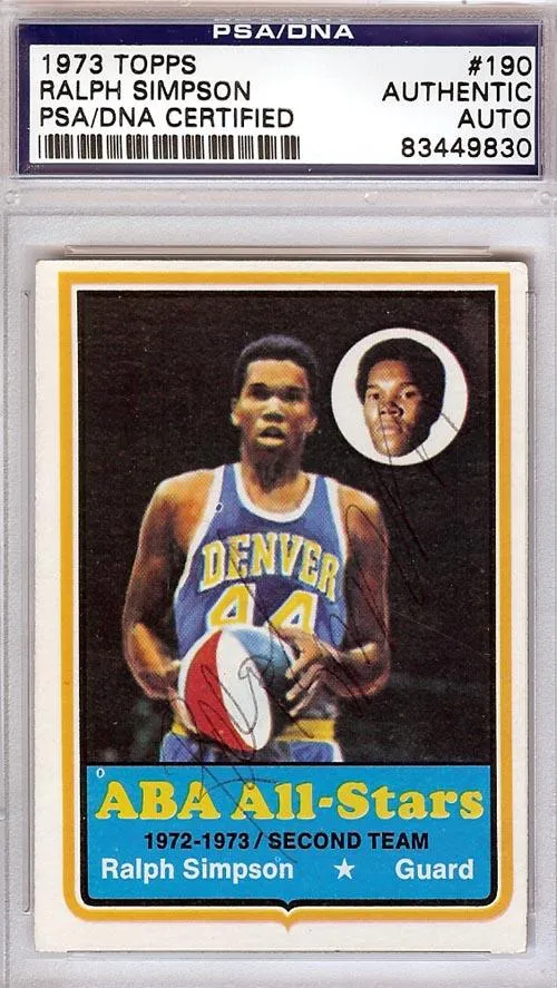 Ralph Simpson Autographed 1973 Topps Card #190 Denver Rockets PSA/DNA #83449830