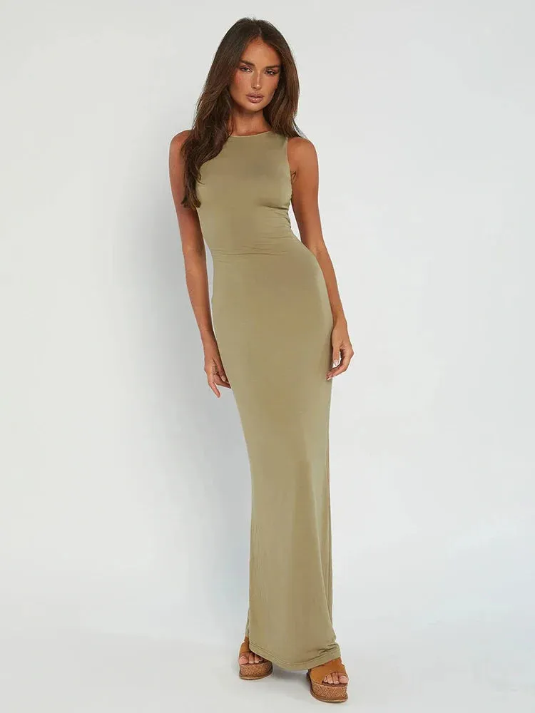 Slim Bodycon Bandage Hollow Out Party Elegant Long Vestidos Maxi Dress