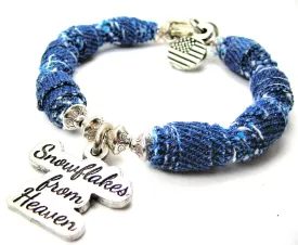 Snowflakes From Heaven Blue Jean Beaded Toggle Bracelet