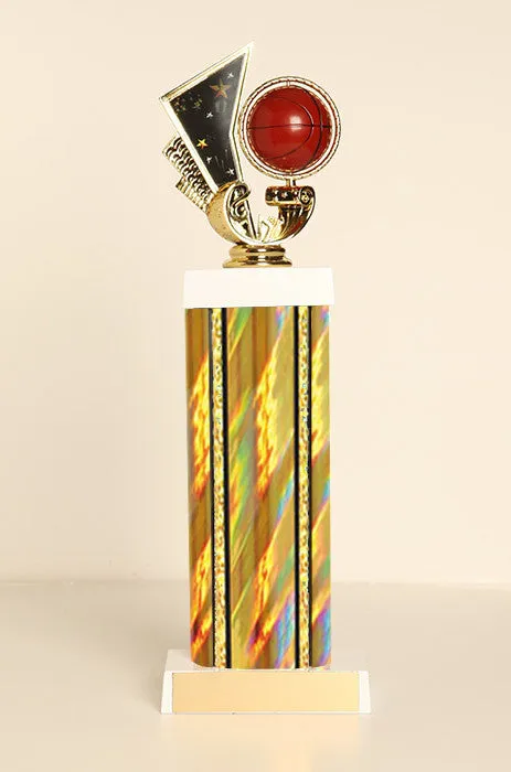 Spinning Basketball Square Column Trophy