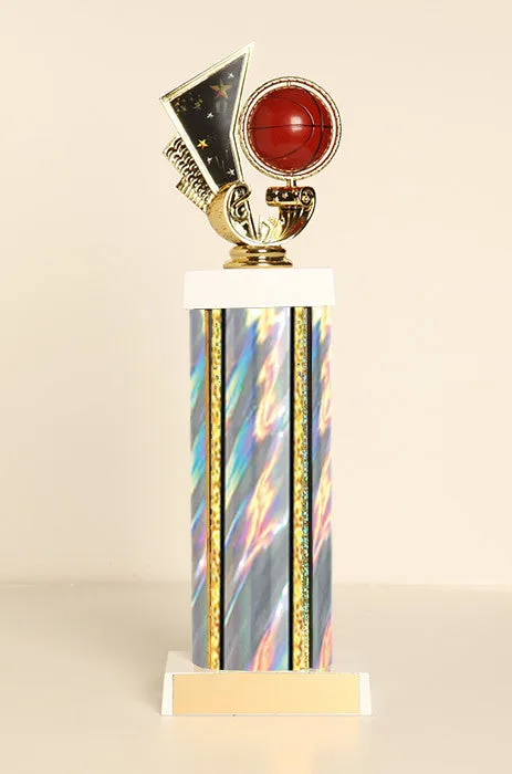 Spinning Basketball Square Column Trophy