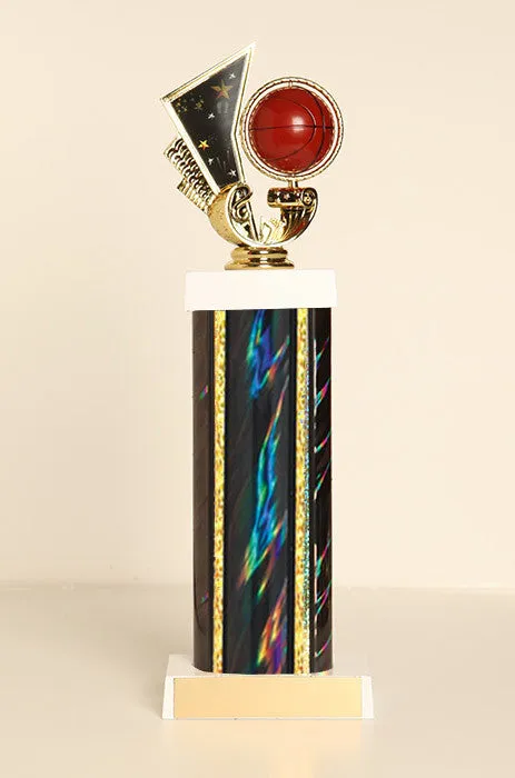 Spinning Basketball Square Column Trophy