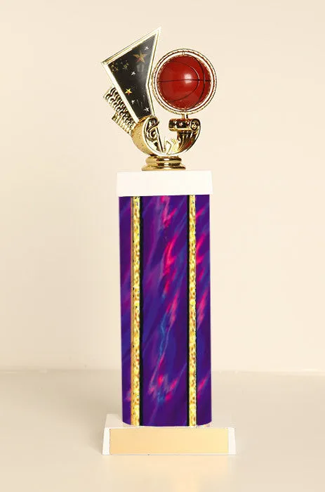 Spinning Basketball Square Column Trophy