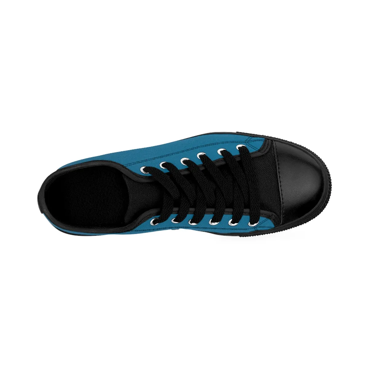 Teal Blue Ladies Low Tops, Solid Color Low Top Women's Fashion Sneakers (US Size: 6-12)