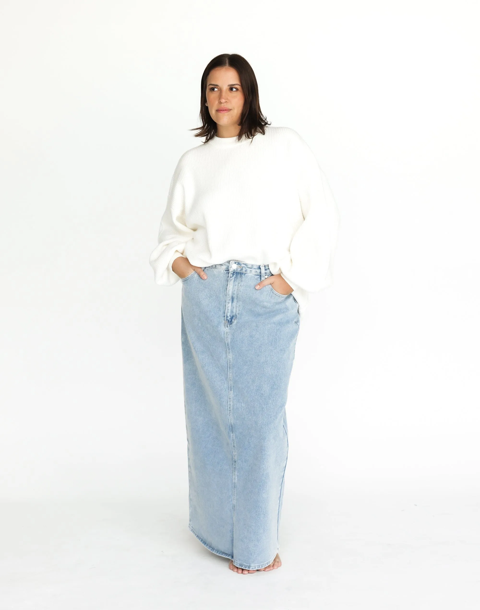 Tyler Denim Maxi Skirt (Light Vintage)