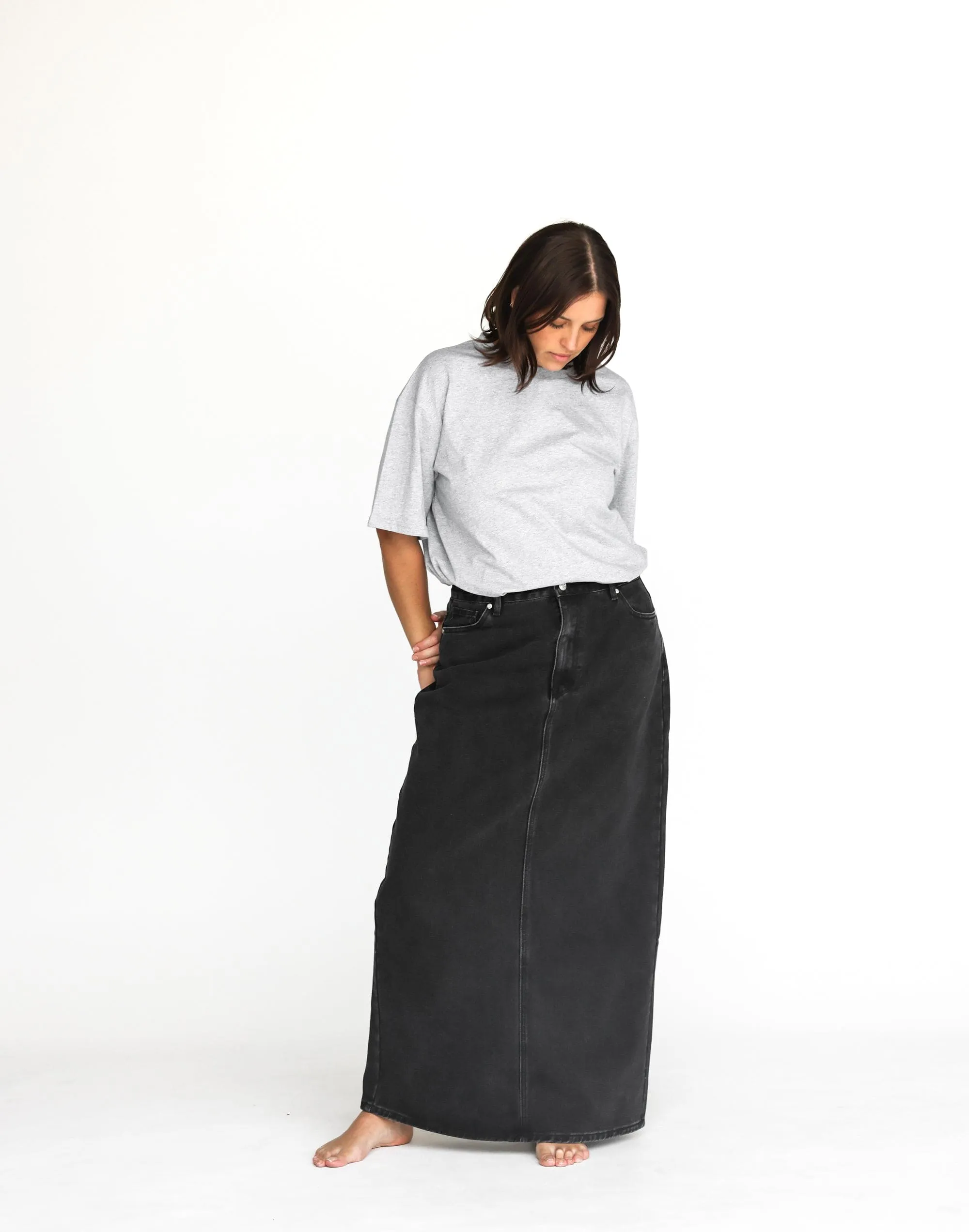 Tyler Denim Maxi Skirt (Vintage Black)