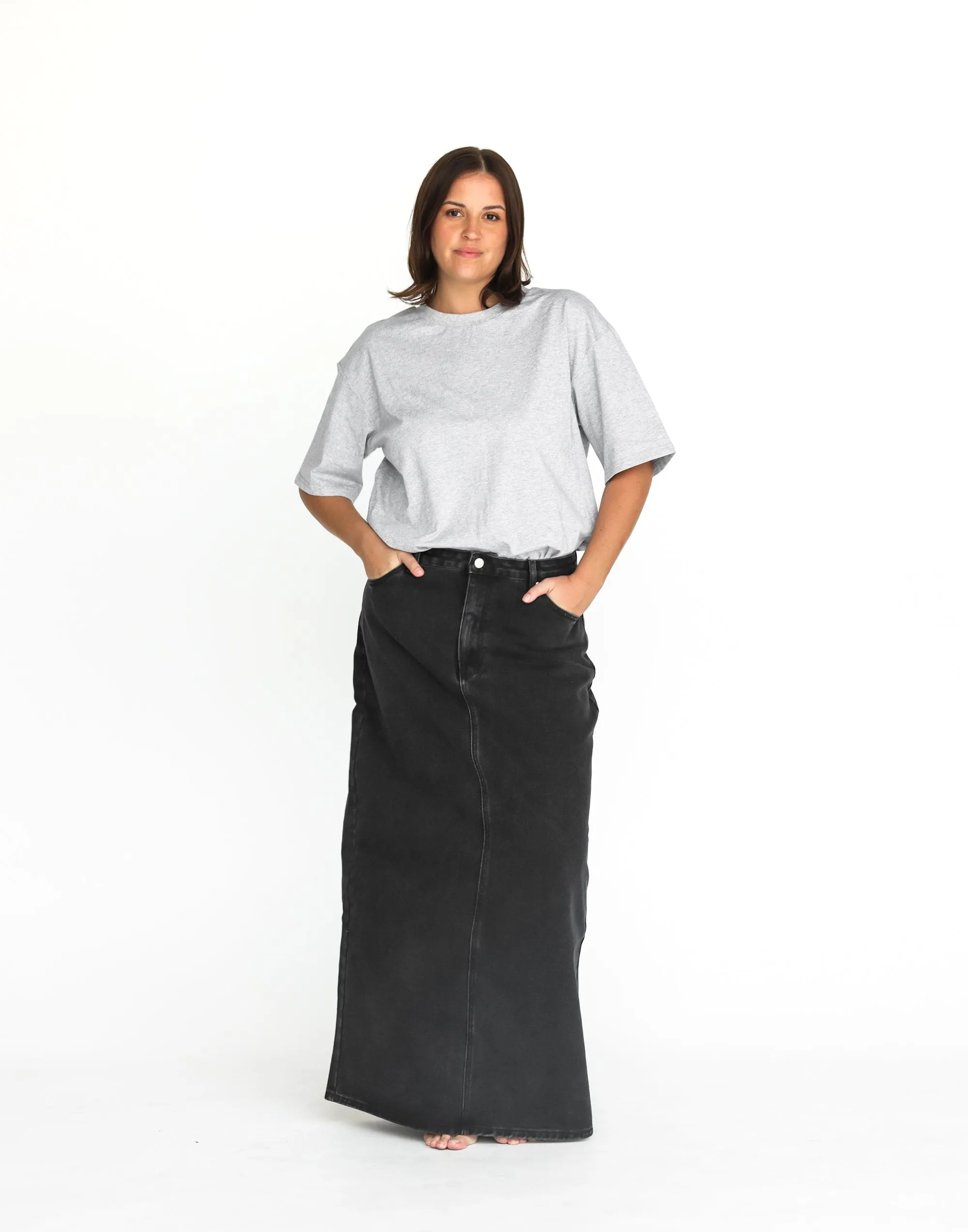 Tyler Denim Maxi Skirt (Vintage Black)